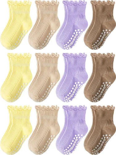 Vista 16 de Calcetines para niñas pequeñas, paquete de 12 calcetines de algodón para bright rainbow