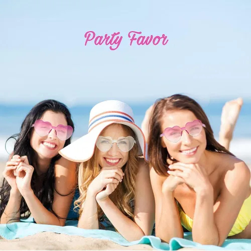 Vista 13 de KIDZVEFUN Regalos de despedida de soltera, lentes de sol de corazón, 9 unidades en forma de corazón, sin marco, transparentes, lindos y divertidos