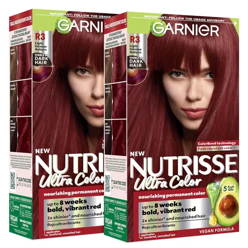 Vista 14 de Garnier Nutrisse Ultra Color - Crema nutritiva para el cabello, BR2, color borgoña intenso oscuro (Passion Fruit), tinte permanente para el cabello