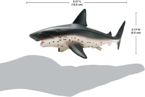 Vista 3 de Safari Ltd. Figura de tiburón salmón – Pintada a mano, realista modelo de 5.5 pulgadas – Divertido juguete educativo del océano para niños, niñas