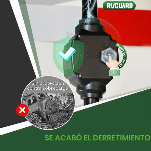 Vista 3 de RVGUARD Protector contra sobrecarga de 30 amperios, cable adaptador del generador a la caravana con interruptor de circuito, adaptador de corriente