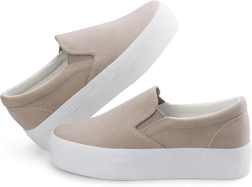 Vista 5 de JABASIC Mocasines de plataforma sin cordones para mujer, mocasines cómodos y casuales
