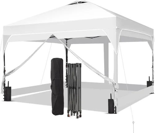 Vista 30 de GDY Tienda de campaña desplegable para exteriores de 8 x 8 pies con una configuración de empuje, kiosco de fácil instalación con 4 paredes laterales
