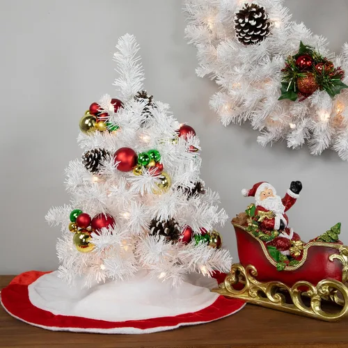 Vista 2 de Árbol de Navidad artificial mediano preiluminado, 18 pulgadas, luces transparentes