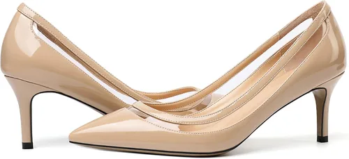 Vista 4 de YODEKS Zapatos de tacón bajo para mujer con punta puntiaguda, tacón de gatito, zapatos de trabajo de oficina para novia, noche, baile de graduación