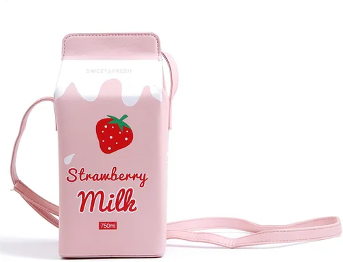 Vista 2 de LUI SUI Girls Fruits Banana Strawberry Milk Box Cross Body Purse Bag Women Phone Wallet Shoulder Bags