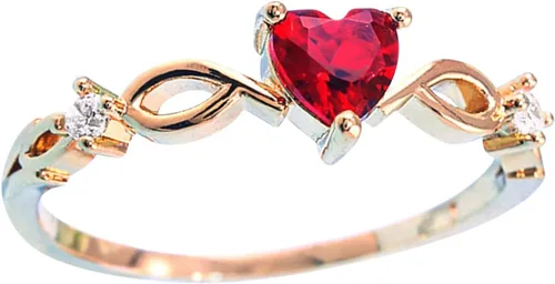 Vista 9 de Anillos de compromiso en forma de corazón para mujer, anillos de aniversario de circonita incrustada, elegante, exquisita joyería de boda (A-azul, 5)
