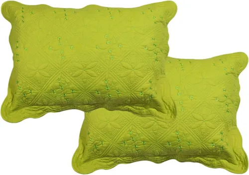 Vista 6 de Juego de 2 fundas de almohada acolchadas de color liso 100% algodón, fundas de almohada suaves con bordado floral (gris oscuro, 16 x 24 pulgadas)
