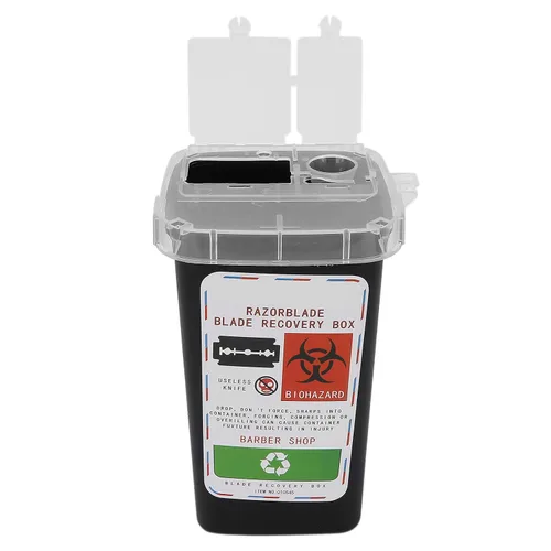 Vista 3 de FILFEEL Caja de eliminación de cuchillas, contenedor de cuchillas de desecho, peluquería, peluquería, peluquería, cuchillo de afeitar, caja