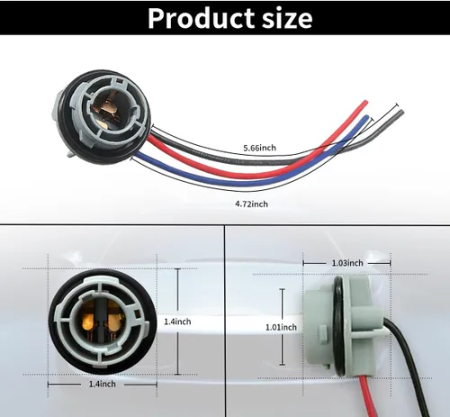 Vista 2 de 2 piezas de enchufe de zócalo de bombilla LED 1157, zócalo de luz de freno de señal intermitente impermeable, luz trasera, conector de enchuefe