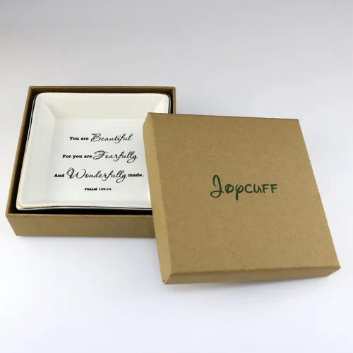 Vista 4 de JoycuFF Regalos inspiradores para mujeres y niñas, bandeja de cerámica para joyas, soporte para anillos, regalos motivacionales para mejor amiga