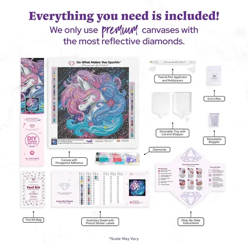Vista 3 de DIAMOND ART CLUB Aurora The Unicorn - Kit de pintura de diamante, divertidas manualidades para adultos, lienzo de arte de diamante redondo, 13 x 13