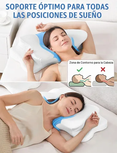 Vista 5 de DISSA Almohada cervical cervical para dormir de lado, almohada ergonómica de espuma viscoelástica con soporte ortopédico ajustable para el cuello