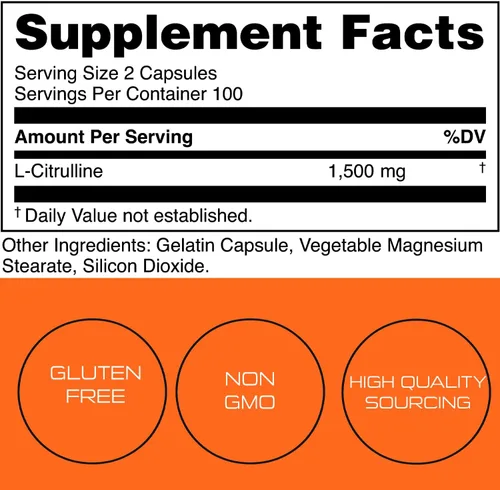 Vista 7 de Bucked Up L-Citrulina 200 cápsulas 1500 mg por porción Sin gluten Sin OMG Probado por terceros Suplemento de citrulina premium para uso