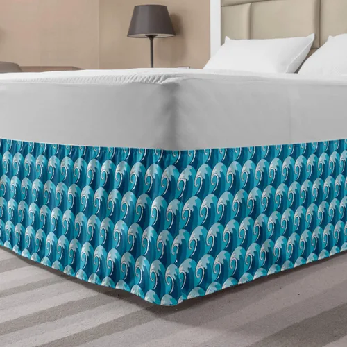Vista 30 de Lunarable Falda de cama elástica de trébol, tréboles de cultura irlandesa con temática del día de San Patricio, 4 hojas, falda de cama de tela