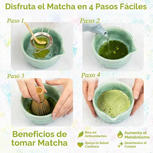 Vista 6 de HIBINO Juego Matcha Kit de matcha japonés de 5 piezas, Crystal Shell Cáscara de cristal verde 5pc