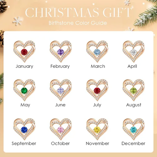 Vista 7 de Aretes CDE Forever Love Heart de plata de ley 925 chapados en oro rosa con piedra de nacimiento de diciembre circonita cúbica de calidad 5 A regalo