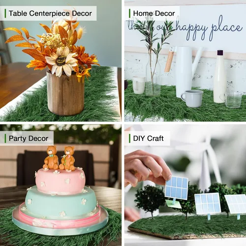 Vista 7 de XLX TURF Manteles Individuales Cuadrados Verdes de Césped Artificial para Centro de Mesa de Fiesta con Tema de Golf, Decoración de Primavera
