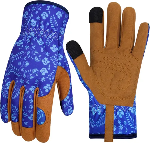 Vista 10 de Guantes de Jardinería de Cuero MERTURN para Mujeres, Guantes de Jardín a Prueba de Espinas, Guantes de Trabajo Compatibles con Pantalla Táctil