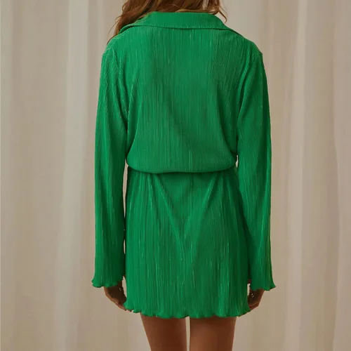 Vista 4 de Hurykte Vestidos de verano con cuello en V para mujer, con botones y lazo en la cintura, estilo casual, holgados, estampados, vestidos de verano