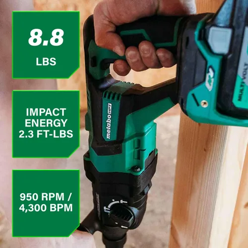 Vista 2 de Metabo HPT Martillo giratorio sin escobillas MultiVolt™ SDS Plus de 36 V con mango en D de 1-1/8 pulgadas, solo cuerpo de herramienta de martillo