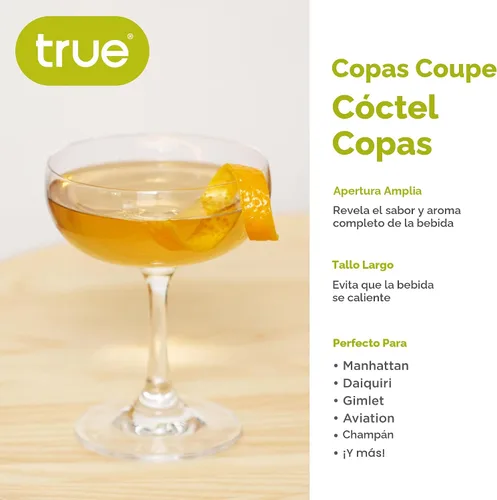 Vista 4 de Vaso True Coupe, Copas de Martini para Fiesta de Cóctel, Perfecto para Espresso Martini, Manhattan, Champán, Elegante Cristalería de 7 oz para Bares