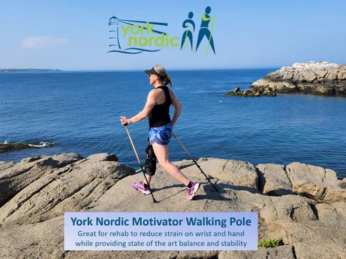 Vista 9 de York Nordic Motivator Swift Connect - Bastones de viaje para caminar para equilibrio y rehabilitación, agarres de estabilidad patentados, ligeros