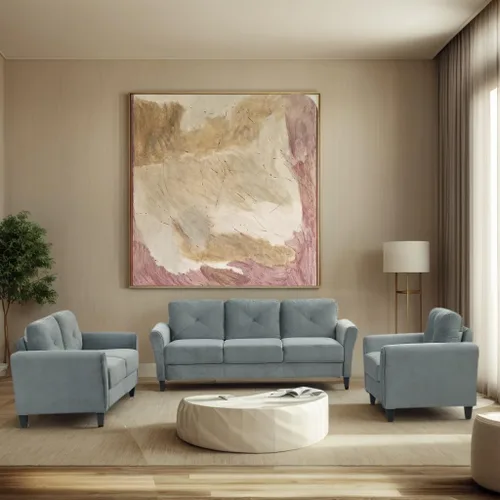 Vista 9 de Harper & Bright Designs Sofá individual tapizado de terciopelo con respaldo copetudo con botones, sillón moderno para sala de estar, color negro