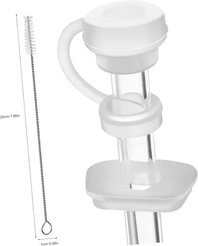 Vista 3 de COLLBATH Juego de tapones de silicona para derrames de 12 piezas, incluye tapones, fundas para popote y cepillos de limpieza compatibles