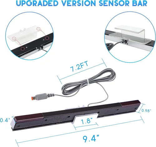 Vista 6 de Kit de accesorios 4 en 1 para Wii adaptador de fuente de alimentación de CA cable de audio compuesto convertidor Wii a HDMI y barra de sensor