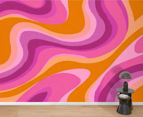 Vista 10 de Mural de pared Synthwave de onda de vapor retrowave rosa de gran brillo medio autoadhesivo autoadhesivo removible adhesivo adhesivo de pared