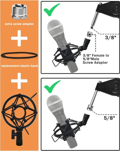 Vista 3 de Soporte de Micrófono con Amortiguación y Clip de Micrófono para Samson Q2U SM58 ATR2100-USB Behringer Xm8500, Soporte de Clip de Micrófono