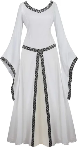Vista 12 de Kranchungel - Vestidos renacentistas de estilo medieval/irlandés/campesino para mujer; disfraz de hada, para bailes