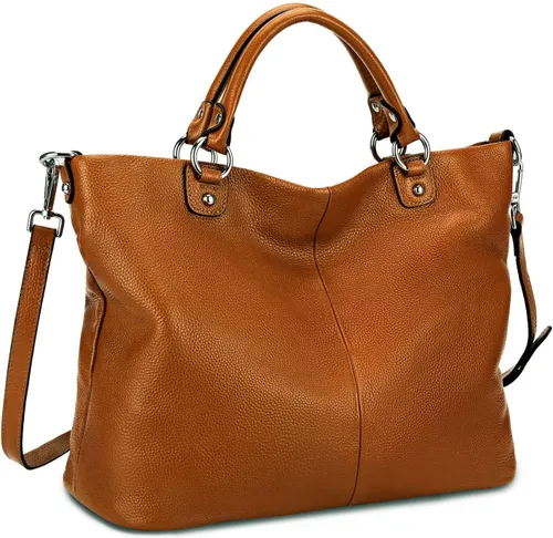 Vista 9 de Bolso Kattee para mujer de cuero suave, bolso cruzado superior y bolsos de mano Albaricoque