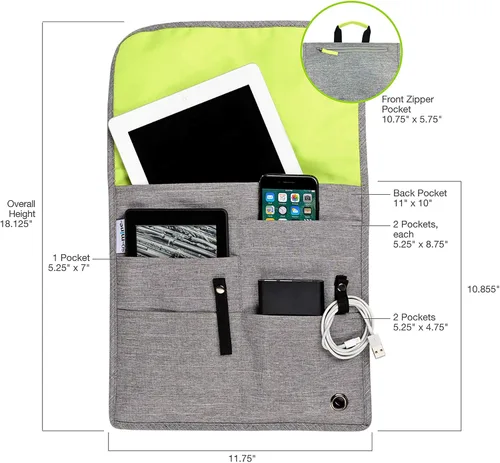 Vista 2 de So-Mine Commuter Bolsa esencial Se fija al asiento de la aerolínea y el bolsillo del coche Organizador de viaje Perfil delgado 6 bolsillos 2