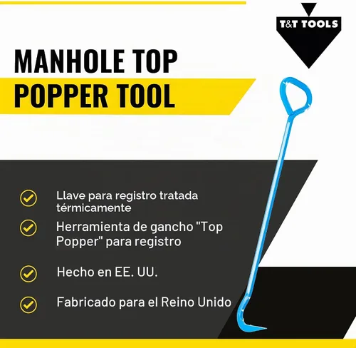 Vista 2 de T&T Tools - Herramienta de gancho de registro superior de 36 pulgadas, mango giratorio, hexagonal de 5/8 pulgadas