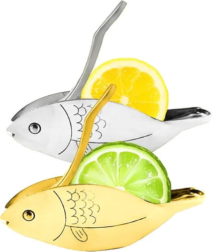 Vista 11 de Exprimidor de limón en forma de pescado, exprimidor manual de limón de acero inoxidable, cítricos de lima portátil, jugo de prensa manual resistente