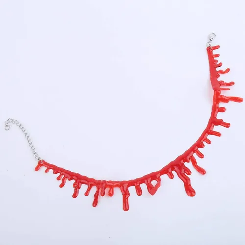 Vista 3 de Collar con colgante de cicatriz sangrienta, collar de halloween Mardi Gras para damas
