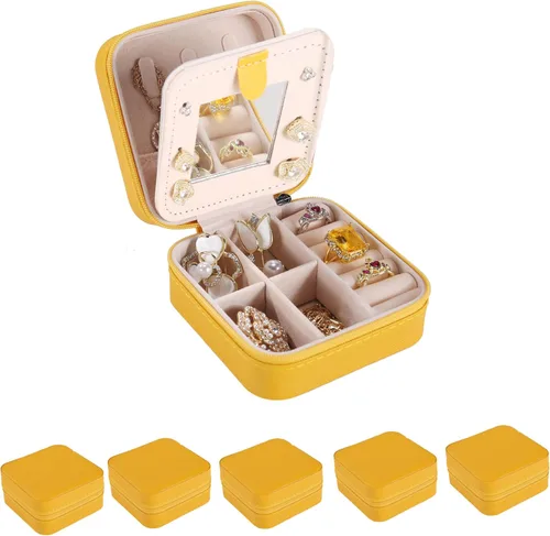 Vista 25 de KElofoN Estuche de viaje para joyas Caja de viaje para joyas Organizador de joyas de viaje Pequeño estuche organizador de joyas para niñas y mujeres