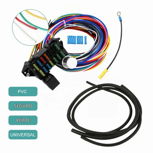Vista 4 de Arnés universal de 12 cables de circuito apto para cables Muscle Car Hot Rod Street Rod XL
