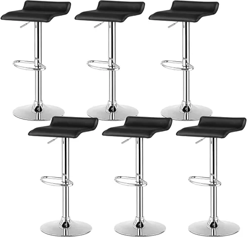 Vista 9 de NAFORT Juego de 2 taburetes de bar, sillas de bar giratorias ajustables contemporáneas, modernos taburetes de bar hidráulicos cromados sin respaldo