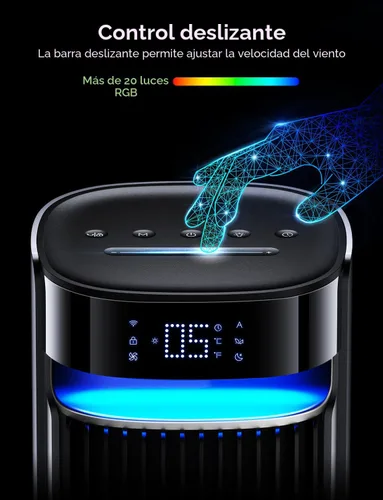 Vista 8 de GoveeLife Ventilador de torre de 42 pulgadas para dormitorio, ventiladores de piso inteligentes con oscilación ajustable de 150°, aplicación