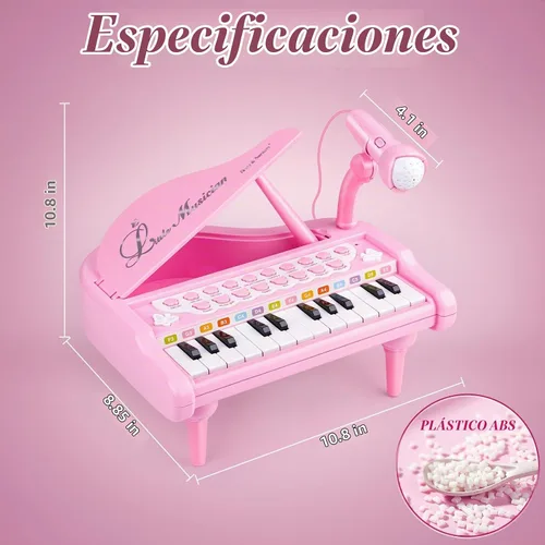 Vista 8 de Amy&Benton - Piano de juguete para bebés niña o niños pequeños, regalo de cumpleaños para niños de 1, 2, 3 o 4 años, rosa