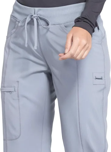 Vista 3 de Cherokee Infinity Pantalón con cordón de ajuste, estilo medico, tiro bajo, pierna recta para mujer