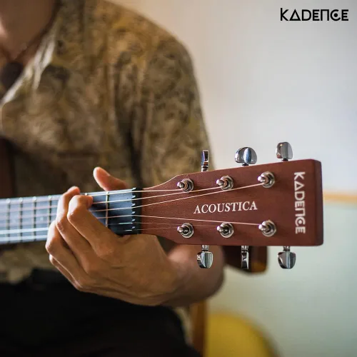 Vista 2 de Kadence Acoustica Series - Guitarra electroacústica de madera (madera de cebra) – Guitarra electroacústica con pastilla, afinador integrado y bolsa