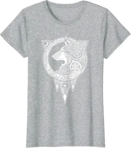 Vista 46 de Viking Fenris Wolf - Camiseta de mitología nórdica con símbolo de Fenrir Asphalt Grey