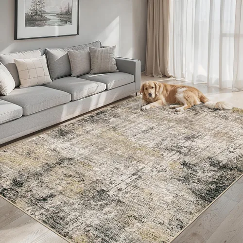 Vista 19 de Area Rugs - Alfombra para sala de estar, 4 x 6, lavable, moderna, abstracta, suave, neutra, antideslizante, grande para interiores, resistente a