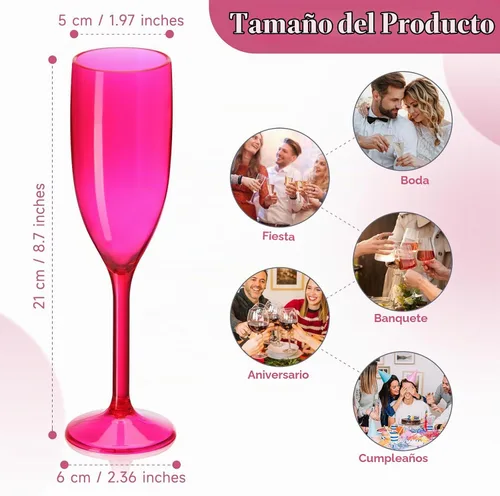 Vista 2 de XUWAIDSGN Copas de champán acrílicas, copas de champán para brindis de boda, copa de champán de plástico, reutilizable, irrompible, para despedida