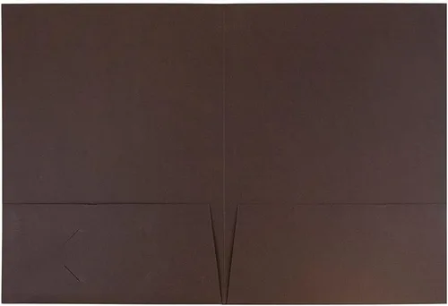 Vista 2 de JAM Paper, dos carpetas de bolsillo de tela negra, paquetes de varios tamaños Lino marrón chocolate