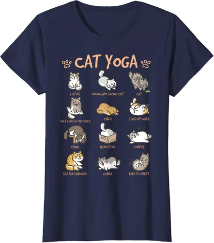 Vista 43 de Cat Yoga Poses Cats Practicing Mindfulness Meditación Kitten - Camiseta, Negro, S